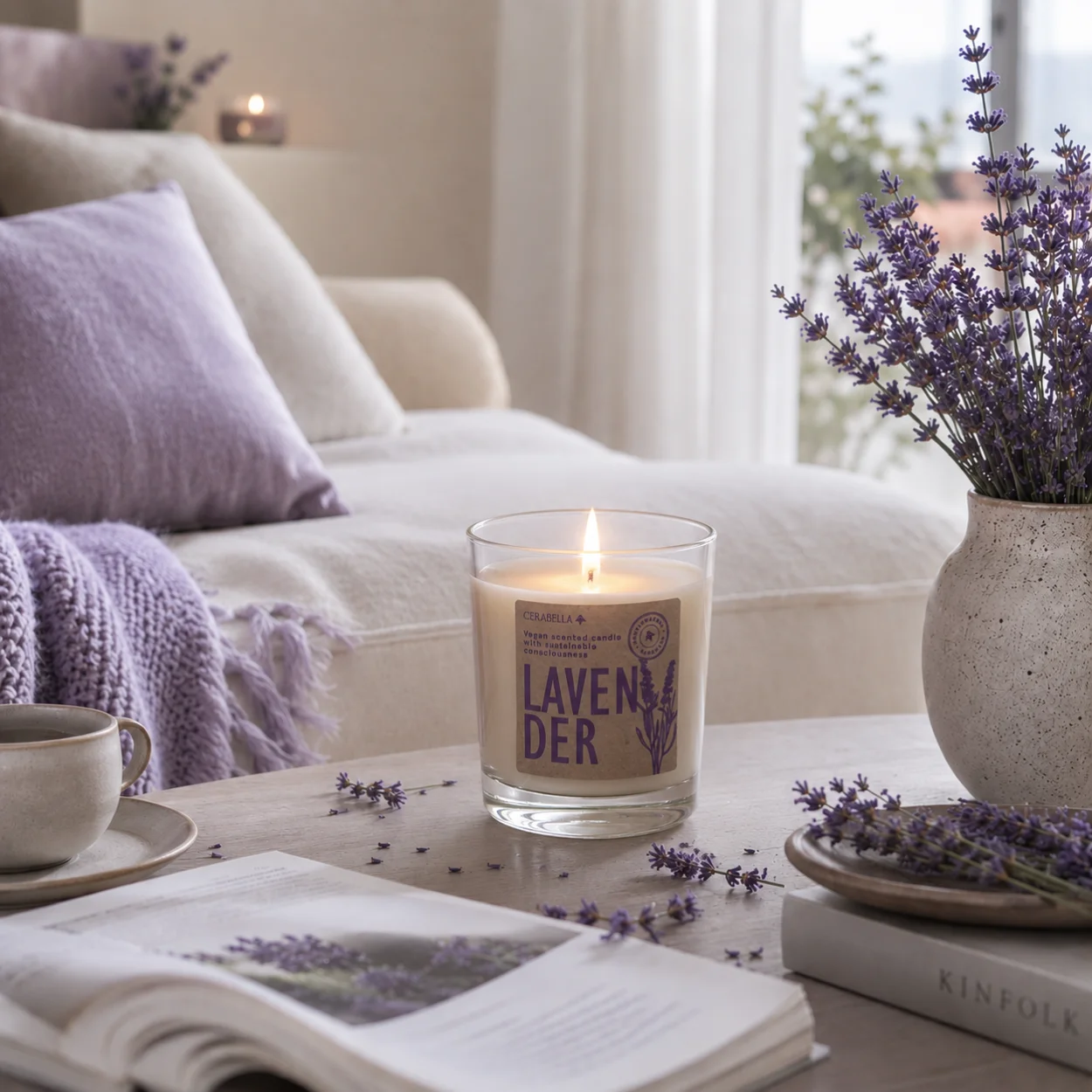 Vela aromática relajante Botanics de aroma floral y calmante de lavanda para el hogar