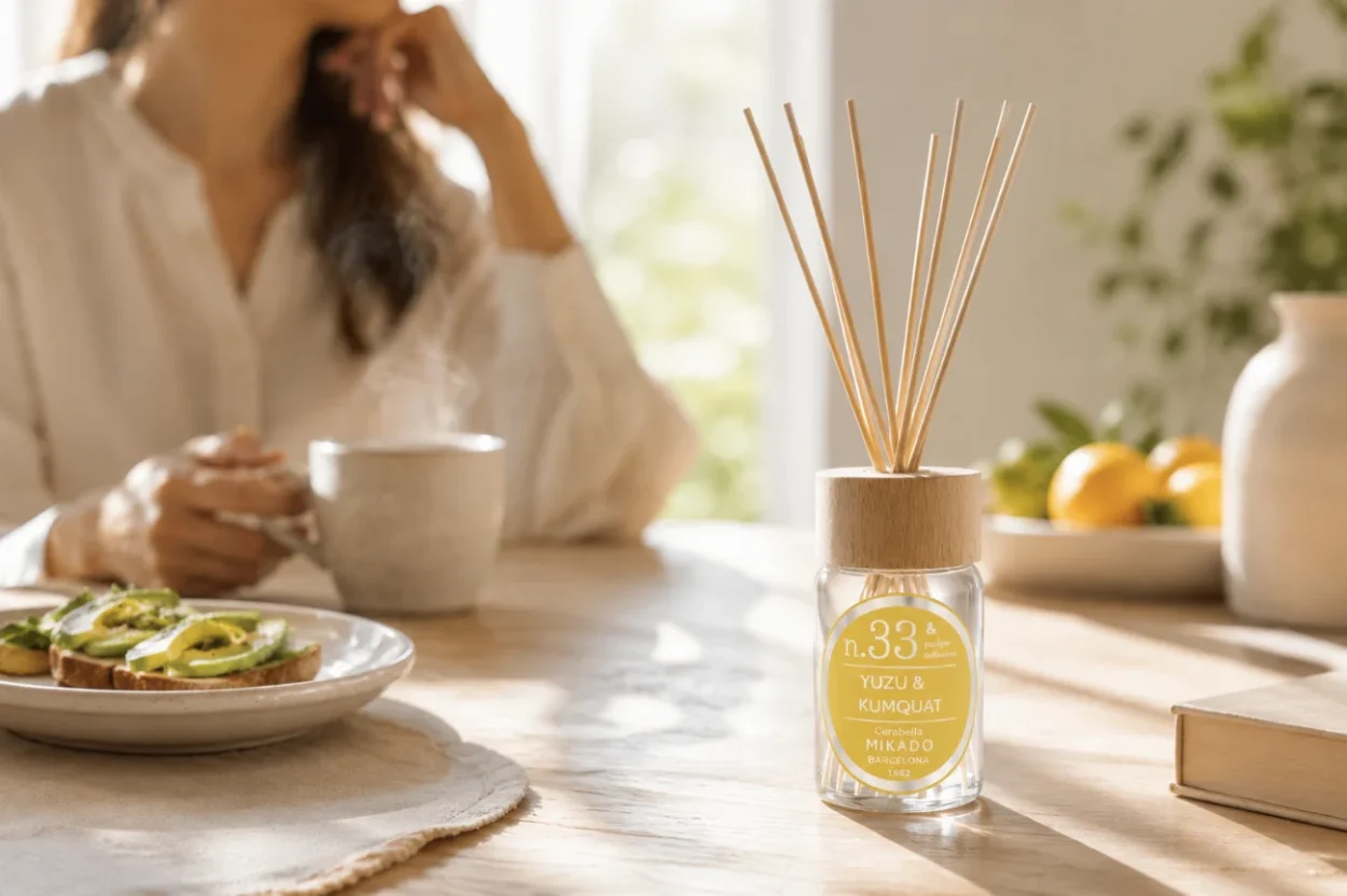 Ambientador mikado Yuzu & Kumquat para bajar el cortisol y empezar el día con calma