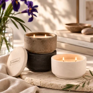 Vela aromática Moments de Cerabella creando un ambiente relajante y acogedor